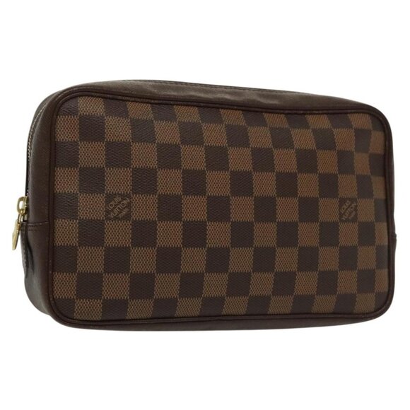 LOUIS VUITTON Damier Ebene Trousse Toilette Clutch Bag LV Auth - Picture 1 of 16